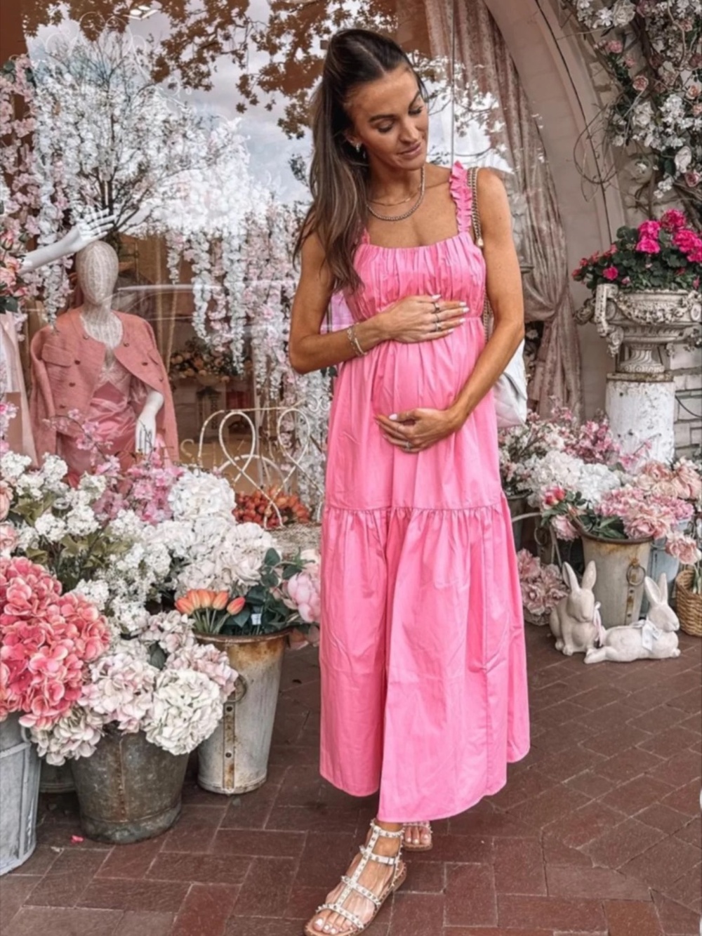 Abercrombie and Fitch Maxi tiered Cotton Dress Pink S - Picture 8 of 8